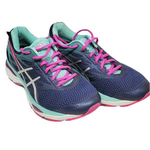 Asics Gel Cumulus 18 Indigo Blue Silver Pink Running Shoe Sneakers Womens Sz 9.5